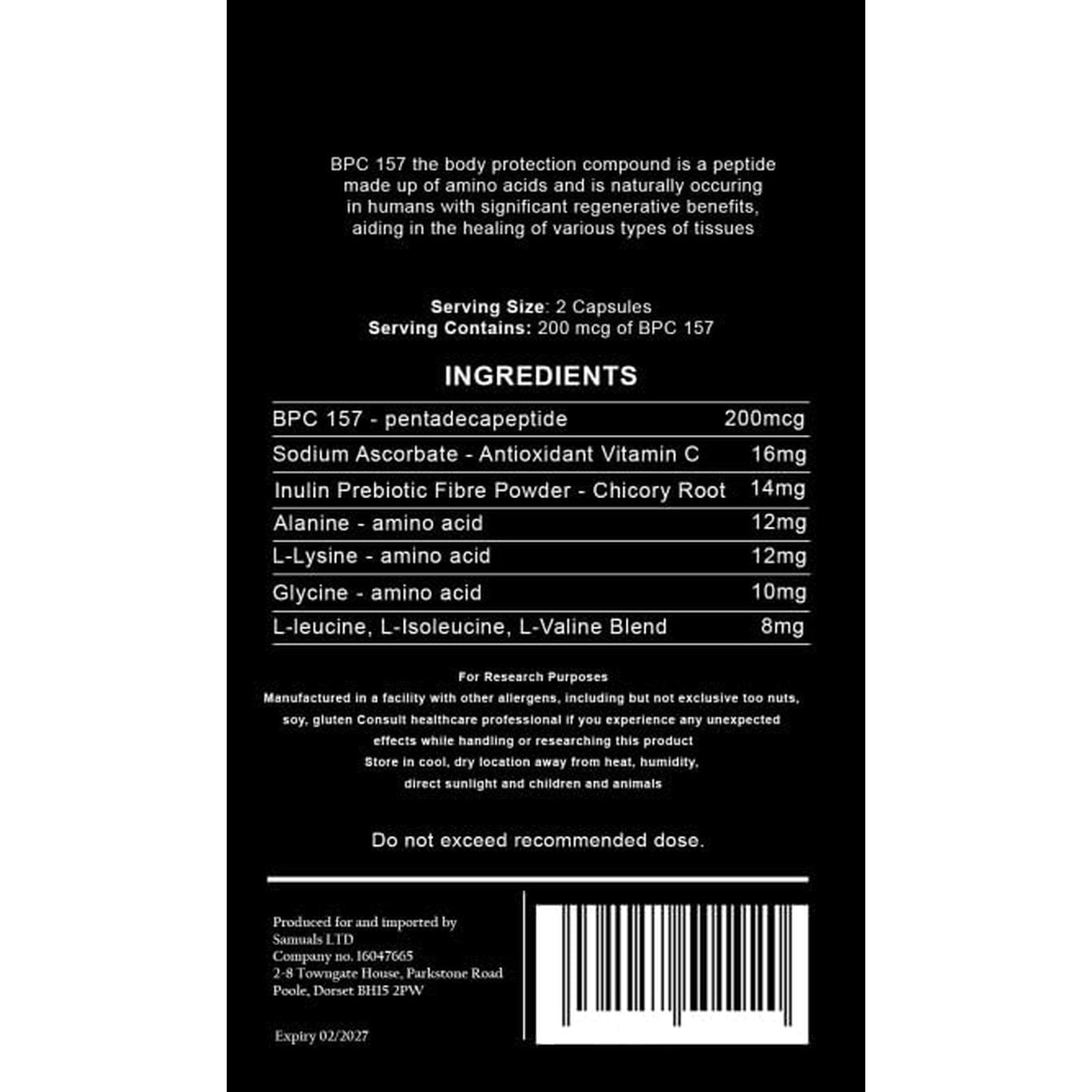 BPC 157 Capsules 200Mcg per Serving - Muscle Recovery and Tissue Repair, BPC-157 Oral Peptides Amino Acid Supplement, Supports Muscle Growth and Gut Health