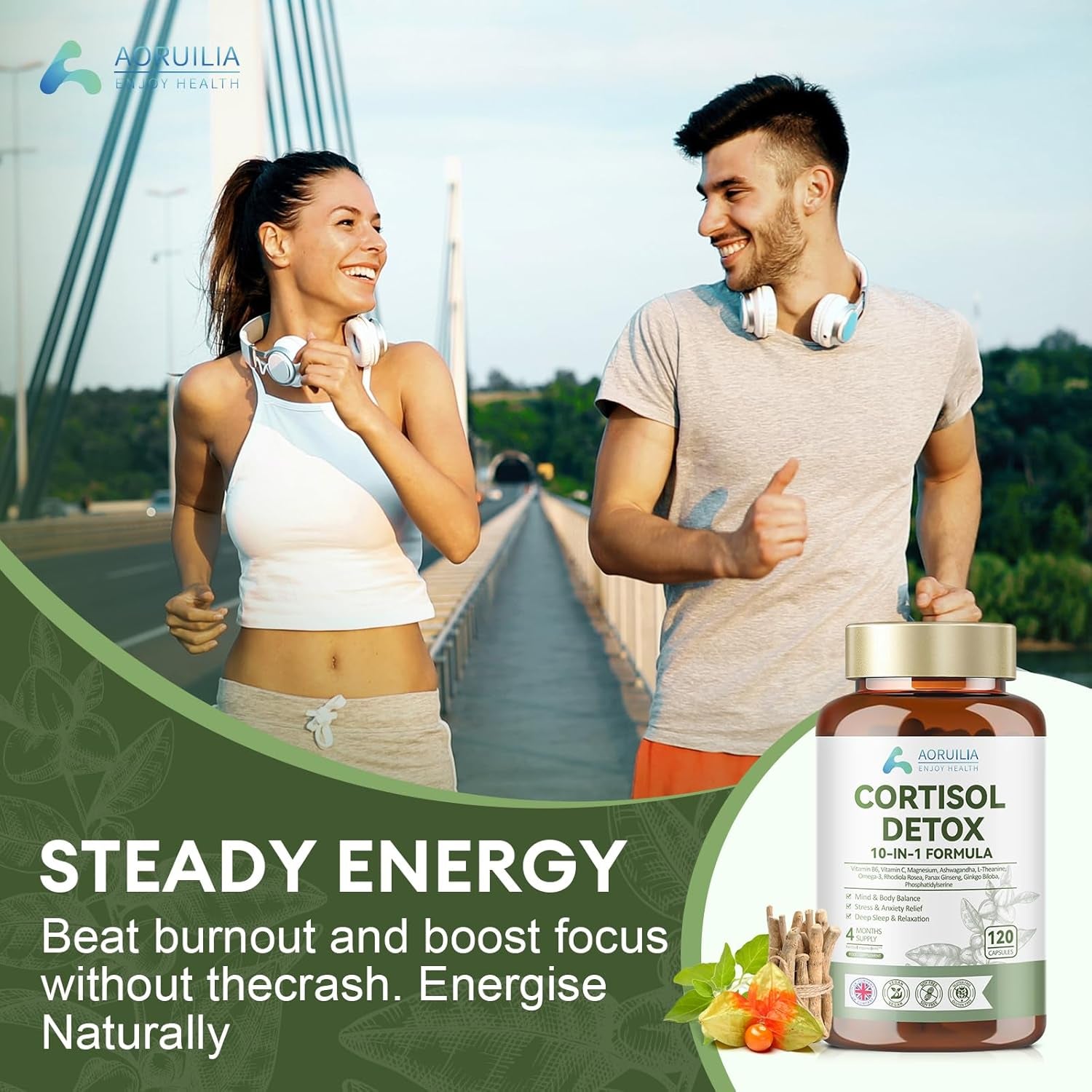 Cortisol Detox, Cortisol Reducing Supplement with 4000Mg High Strength Ashwagandha (From a 200Mg 20 :1 Extract) for Lower Stress & Anxiety, Balance Adrenal Hormones, Reduce Fatigue, 120 Capsules