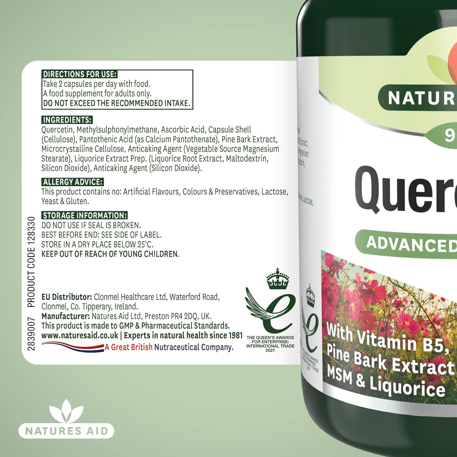 Natures Aid Quercetin Formula – Immune Support Supplement with Vitamin C, B5, MSM, Pine Bark & Liquorice – Supports Energy & Wellbeing High Strength Antioxidant – 90 Vegan Capsules