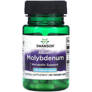 Swanson - Albion Molybdenum | Essential Mineral for Enzyme and Metabolic Support | 400Mcg Capsules - 60 Count