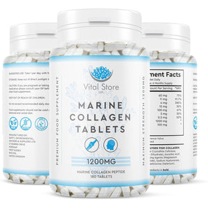 Marine Collagen Tablets 180 Days Supply High Strength Collagen Tablets - Hydrolyzed Dairy & Gluten Free for Skin, Hair, and Muscle & Joints - 6 Months Supply