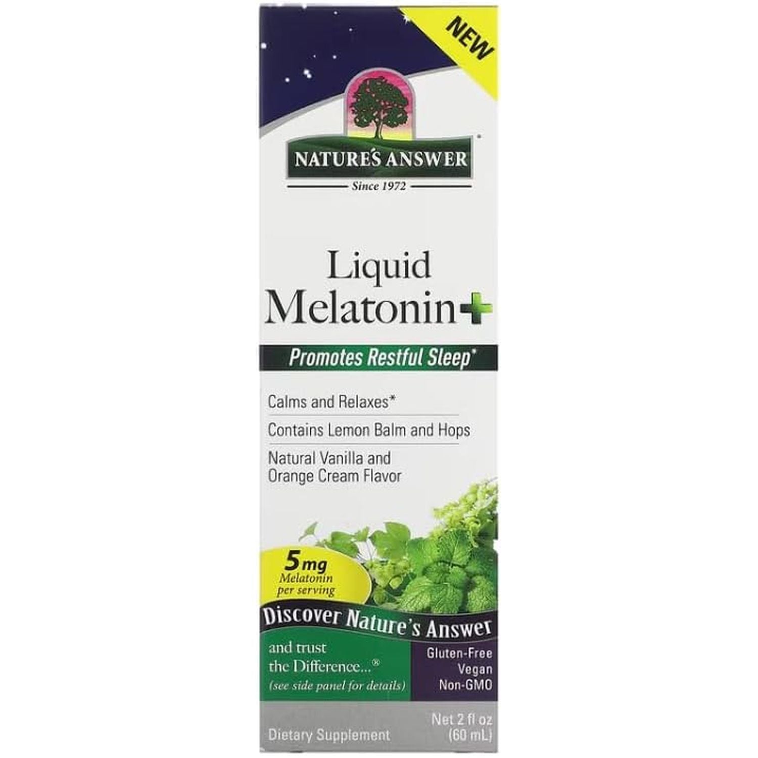 Natural Answer Liquidmelat, 5Mg, Non-Gmo, Gluten-Free, 60 Vegan Ml