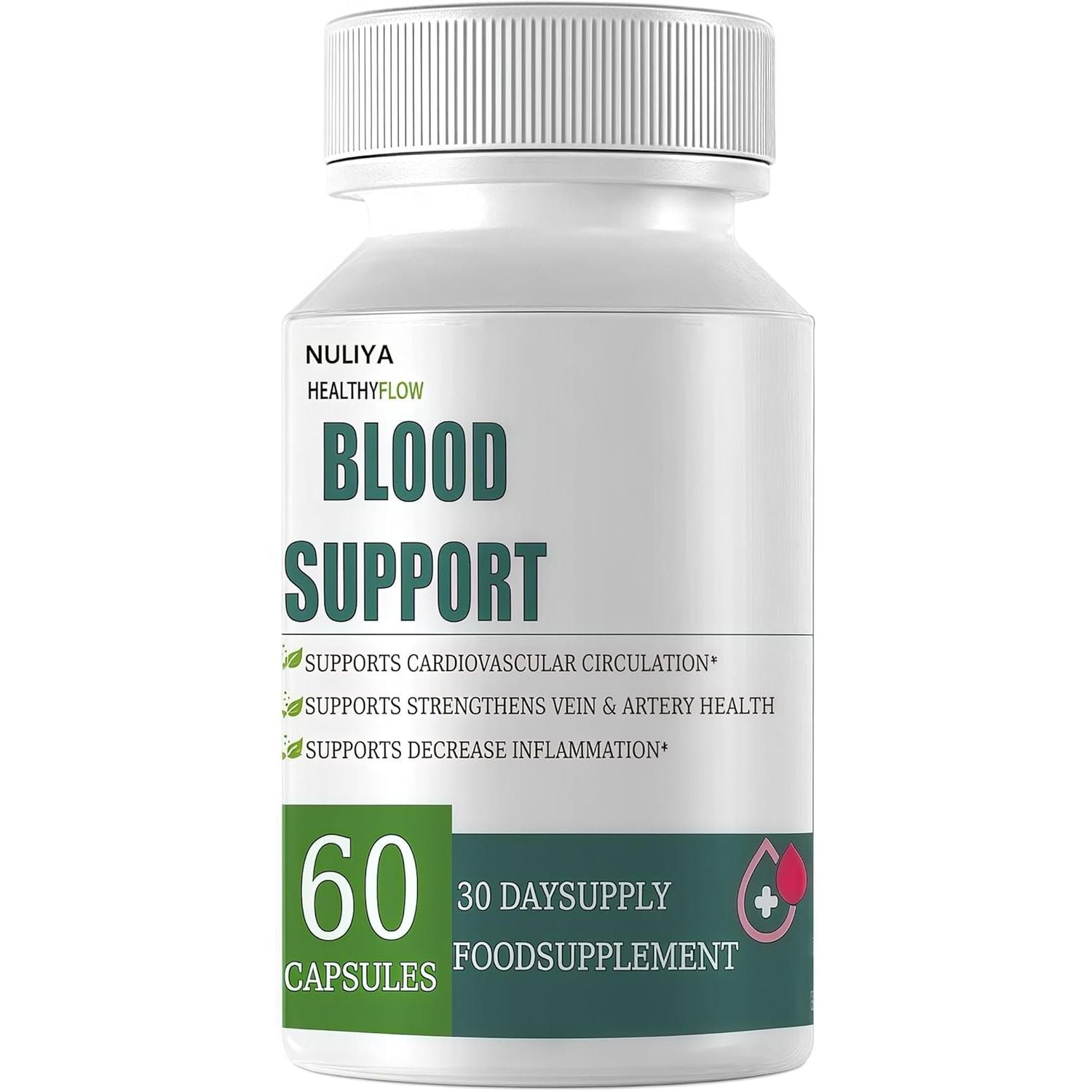 Healthy Flow Blood Support，Improved Blood Flow Supplement，Supplement with Vitamins & Minerals （60 Capsules）