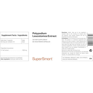 Supersmart - Polypodium Leucotomos Extract - Natural Skin Care & Protection - anti Aging & Powerful Antioxidant Supplement | Non-Gmo & Gluten Free - 90 Vegetarian Capsules