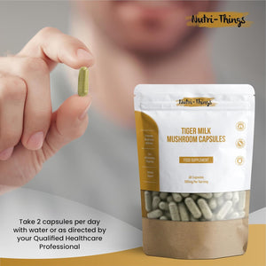 Tiger Milk Mushroom Capsules | Pure 500Mg Extract for Immune & Respiratory Support | Vegan-Friendly HPMC | Anti-Inflammatory Benefits | Enhances Lung Health | 60 Count Resealable Pack