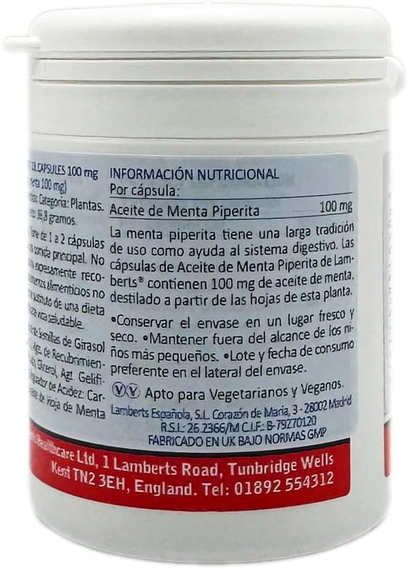 Lamberts Peppermint Oil Capsules 100Mg - 90 Capsules