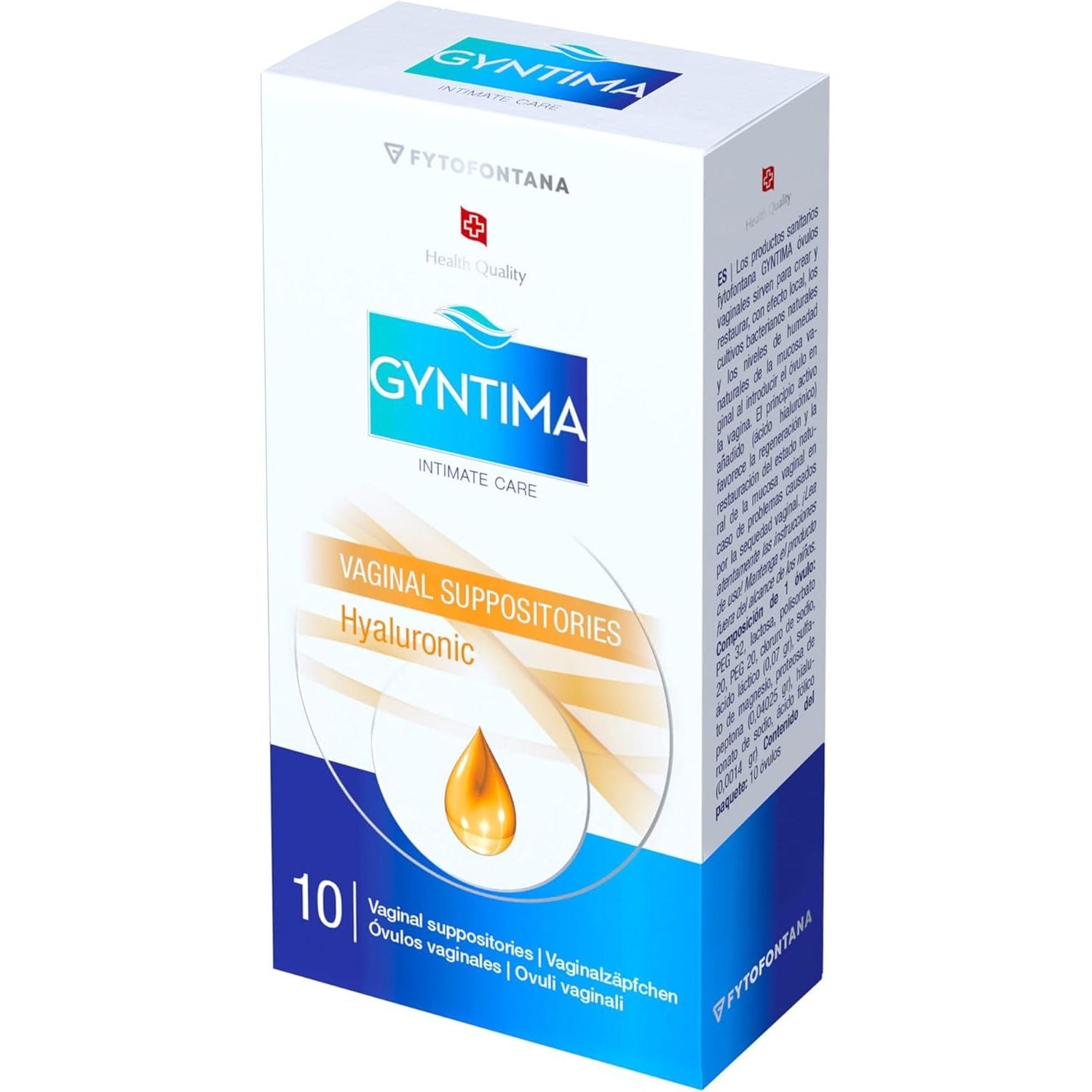 Gyntima Hyaluronic Vaginal Suppositories (10 Suppositories, Pack of 1) – Hormone-Free Relief for Vaginal Dryness, Atrophy, and Intimate Discomfort