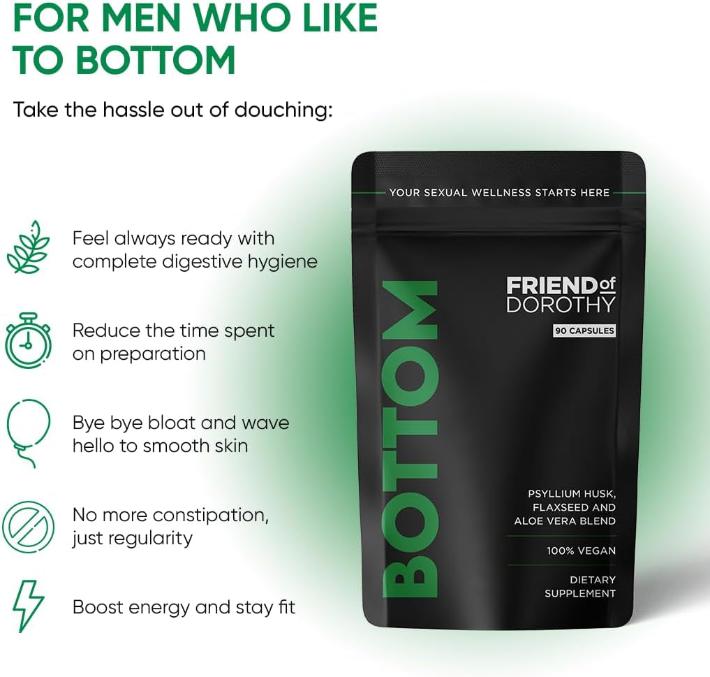 Friend of Dorothy - Bottom Fiber Supplement for Effortless Prep Time - Helps Promote Digestive Regularity - Psyllium Husk Based - for Men Who Bottom, 90 Capsules