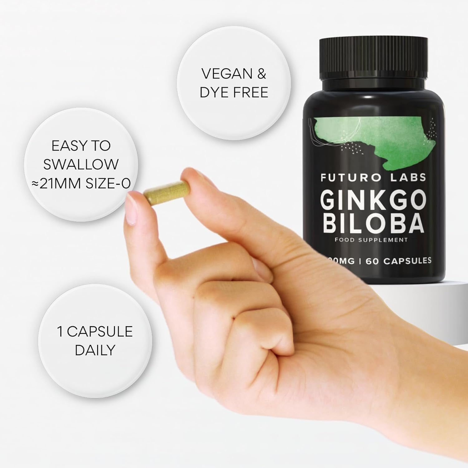 Ginkgo Biloba Capsules 15,000Mg - 60 Capsules (2 Months Supply) - Standardised Leaf Extract - High Strength, Vegan, Lab Tested & Gluten Free - Made in the UK