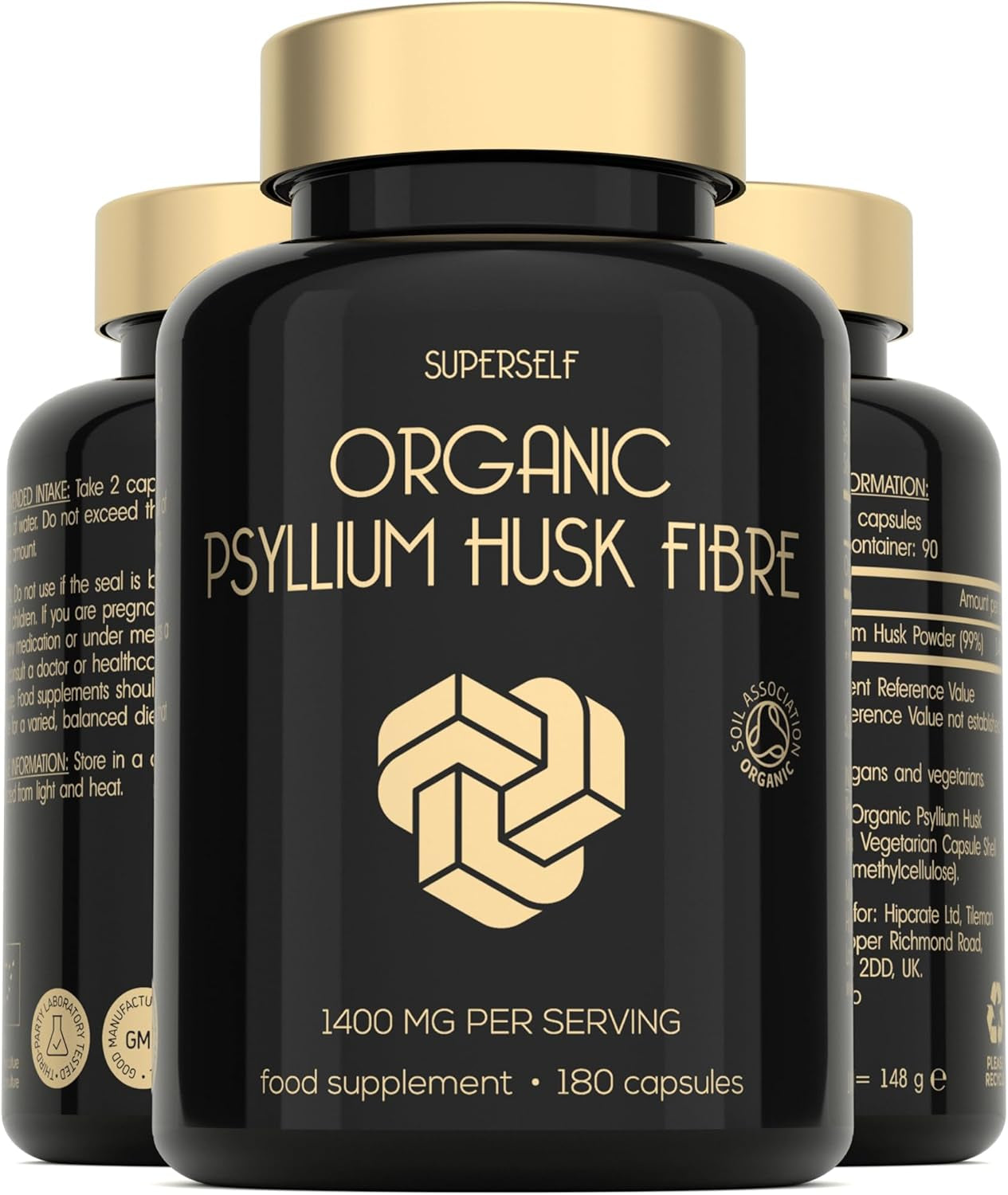 Organic Psyllium Husks Capsules 1400Mg - Fibre Supplement for Men & Women - Pure Psyllium Husk Powder - 180 Tablets - High in Soluble Fiber - Certified Organic - Natural Prebiotic from Ispaghula Husk