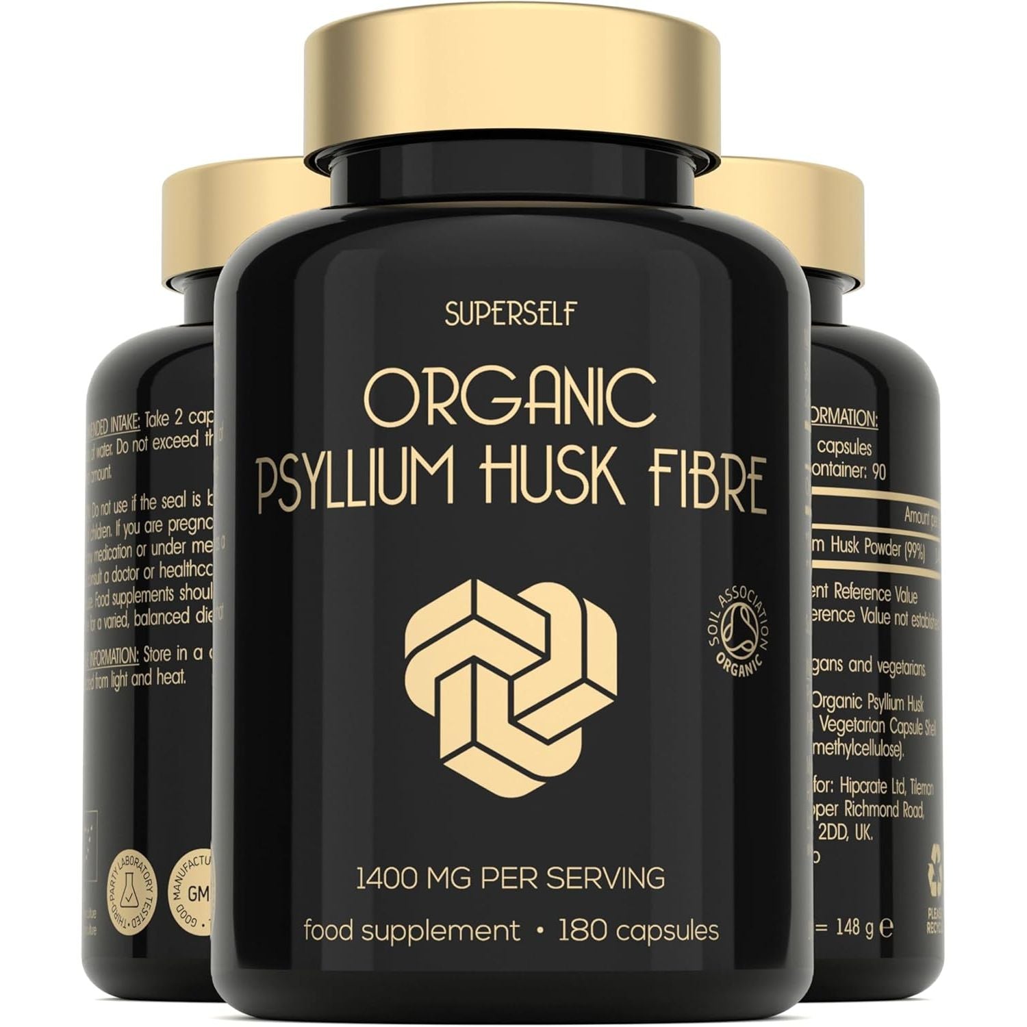 Organic Psyllium Husks Capsules 1400Mg - Fibre Supplement for Men & Women - Pure Psyllium Husk Powder - 180 Tablets - High in Soluble Fiber - Certified Organic - Natural Prebiotic from Ispaghula Husk