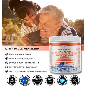 Marine Collagen Powder Type 1 & 3 | Wild Caught Fish | Non-Gmo | Unflavoured for Women & Men | Healthy Skin, Hair, Joints & Bones | 400G