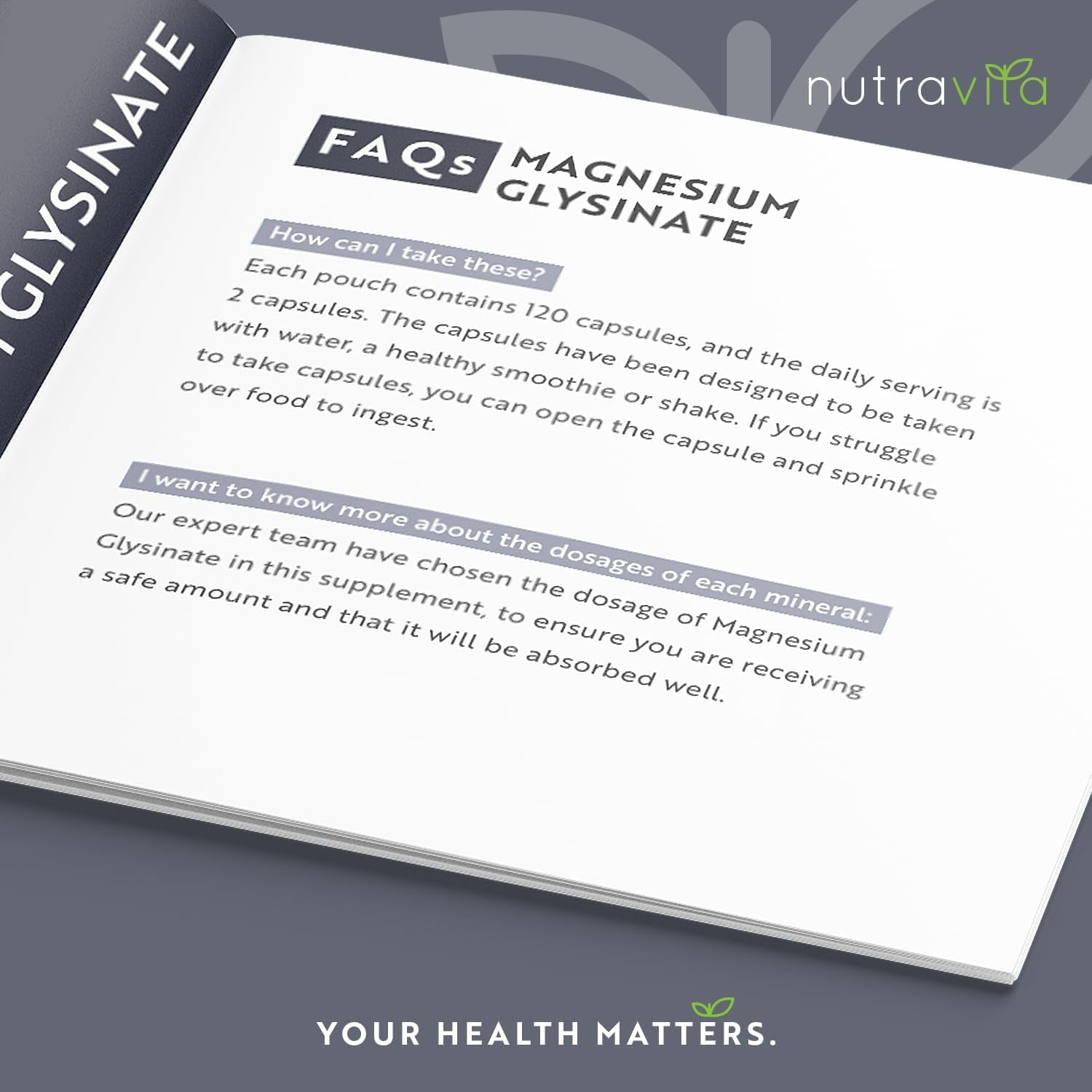 Magnesium Glycinate Supplements 1000Mg – 2 X 500Mg Magnesium Bisglycinate Caps per Serving - 120 High Strength Capsules Providing 200Mg Elemental Magnesium - Magnesium Tablets Alternative - Nutravita