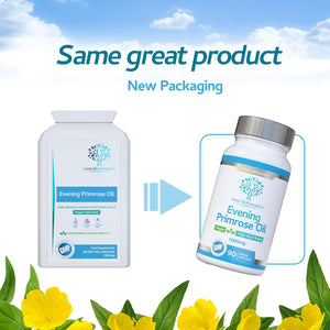 Evening Primrose Oil 1000Mg 90 Capsules - Vegan & Cold Pressed - Premium High GLA Formulation - No Gmos - UK Made Vegan Soft Gels