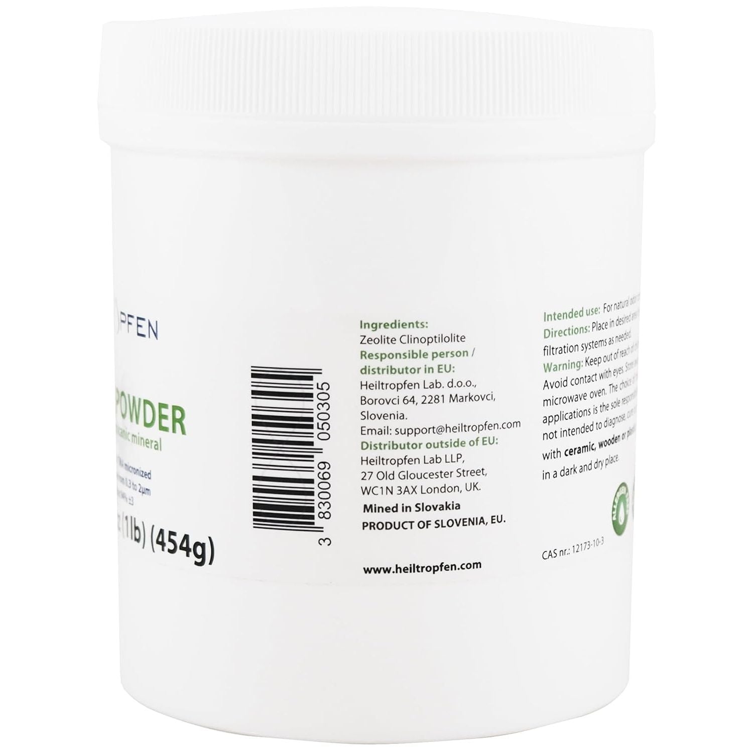 Zeolite Powder | 3X Activated | 1 Pound - 454 G | Ultra FINE Less-Than 2 Μm | Clinoptilolite 94%+-3 | Natural Mineral Dust | Heiltropfen®
