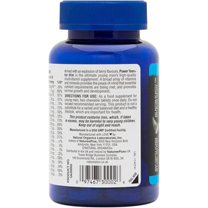 Naturesplus Power Teen for Him - Tasty Plant Based Chewable Multi Vitamins and Minerals for Teen Boys - Vegan, Gluten Free - 60 Wild Berry Flavour Tablets