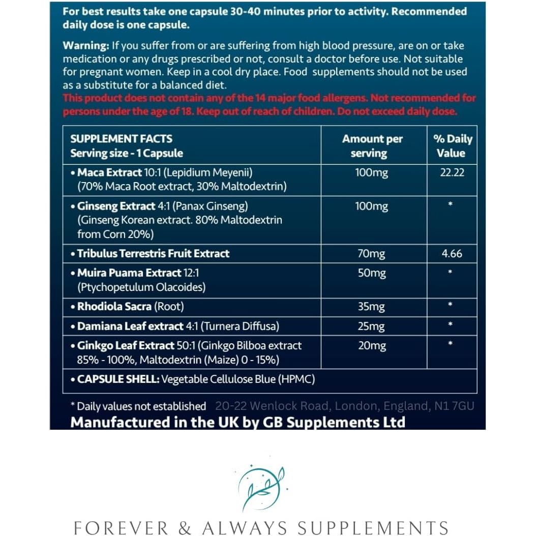 3 X Ultra Blue 400Mg High Strength Tablets Bundle for Men (New Formula) - Libido, Sex Drive, Enhancement & Endurance Support - Maca, Ginseng & More