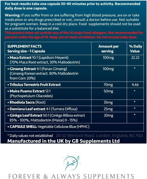 3 X Ultra Blue 400Mg High Strength Tablets Bundle for Men (New Formula) - Libido, Sex Drive, Enhancement & Endurance Support - Maca, Ginseng & More