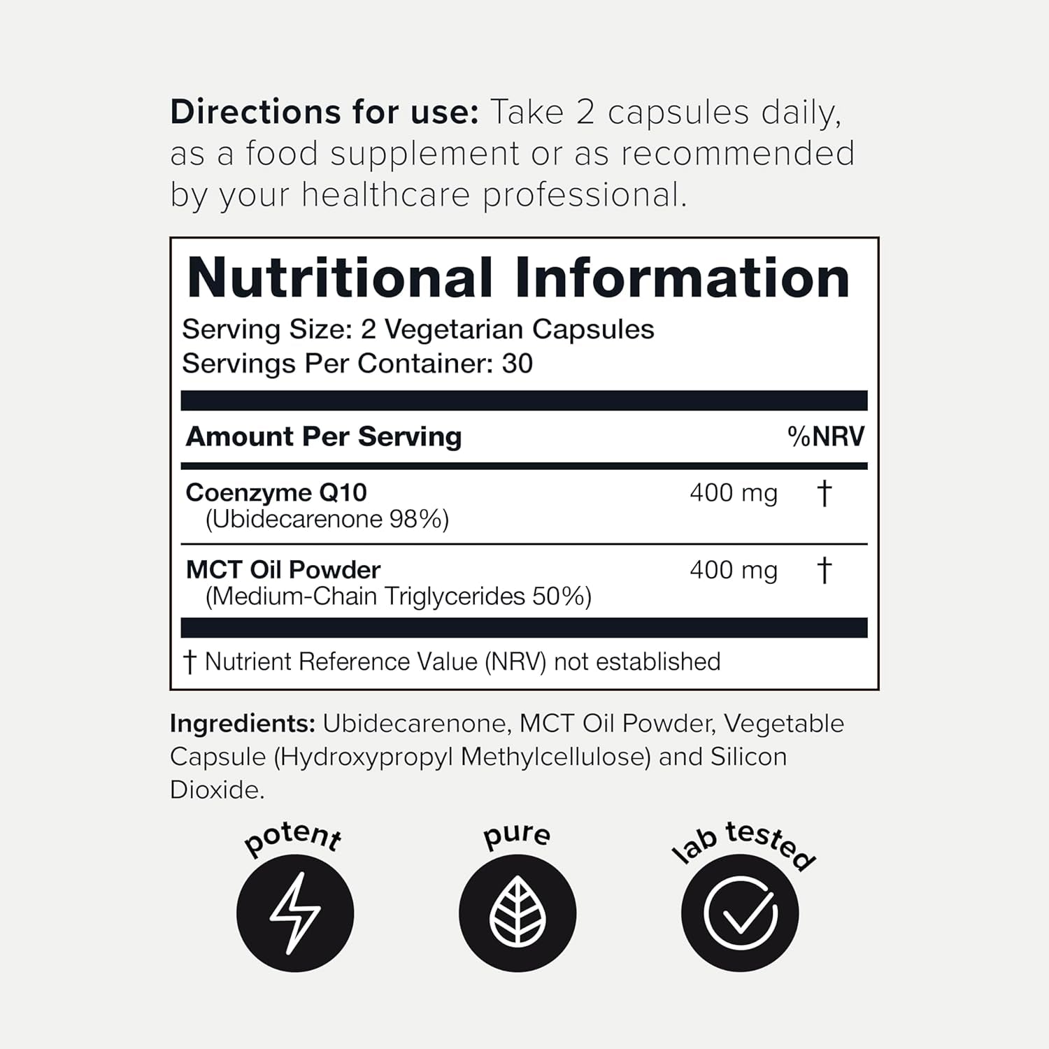 Coq10 400Mg Extra Strength - Ultra High Purity with MCT Oil for Superior Absorption - 98% Purified - Third-Party Tested, 60 Veggie Capsules
