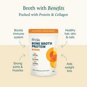 Freja Bone Broth Powder | 100% Natural Collagen & Protein Powder | Free-Range Chicken | Amino Acids & Minerals | Nutrition for Healthy Gut, Joints, Skin, Hair & Nails | 300G (15 Servings)