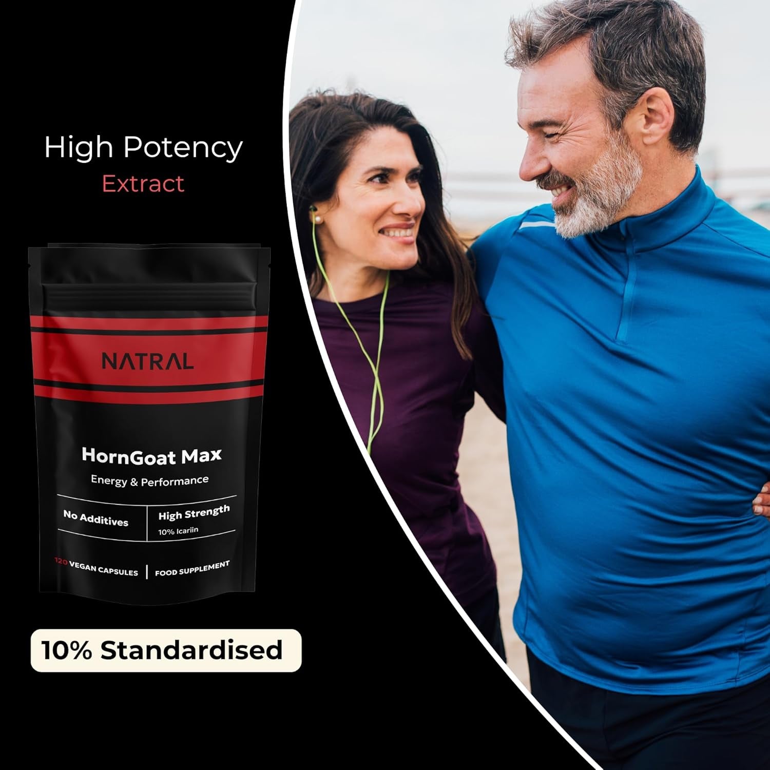 Horngoatmax Capsules - 120 Capsules 500Mg Pure Goat Wd Extract 500Mg - 10% Standardised Energy and Vitality Supplement for Men - No Fillers No Additives - Vegan Gluten Free