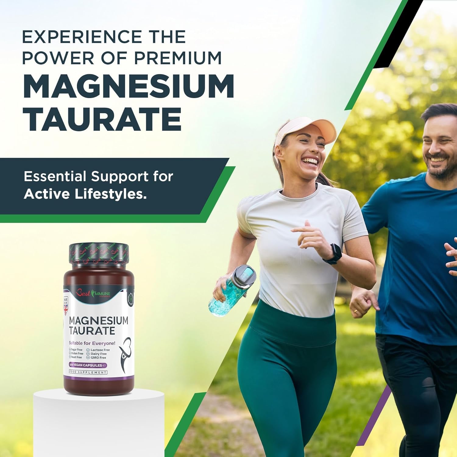 Best Immune, Magnesium Taurate 500Mg Supplement - Strength Balanced Formula for Absorption, Bioavailability, Support Energy & Muscle Function, for Men Women, 500 Mg 100 Capsules, 100 Days Supply