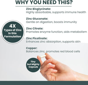 High Strength Ultra Zinc Complex, 120 Premium Capsules, Immune System, Cognitive Function, Potent Dose, Made in the UK