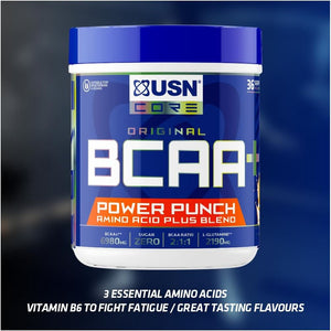 USN Power Punch BCAA Amino Acids Powder, Tangerine Flavour - 400G, Vegan BCAA Powder, Vitamin B6 & No Sugar, Pre Workout or Intra Workout Energy Drink Mix & Dietary Supplement to Maximise Performance