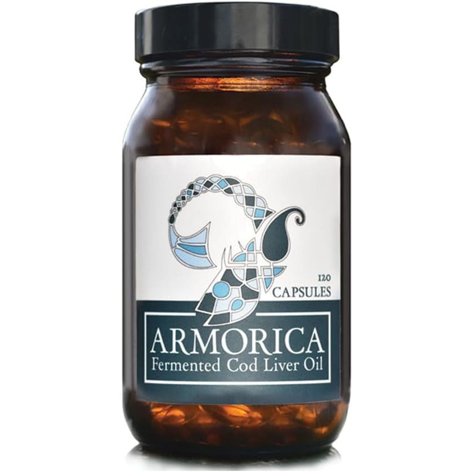 ARMORICA Fermented Cod Liver Oil | Cold-Processed & Naturally Enriched | Omega-3, Antioxidants, and Vitamins a & D | Made in the UK (Unflavoured) (120 Capsules)