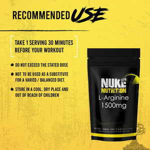 Nuke Nutrition L Arginine Capsules 1500Mg - 60 Capsules - Nitric Oxide Supplement for Men & Women to Improve Muscle Strength, Endurance & Mass - Nutritional Pre Workout - Nitric Acid Pills for Energy
