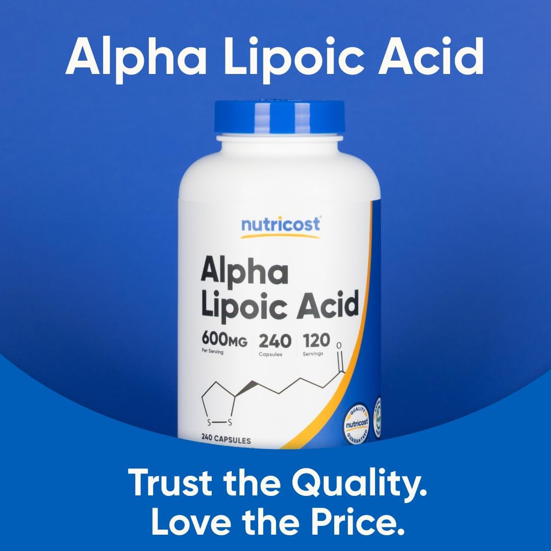 Nutricost Alpha Lipoic Acid 600Mg per Serving, 240 Capsules - Gluten Free, Vegetarian Capsules, Soy Free & Non-Gmo