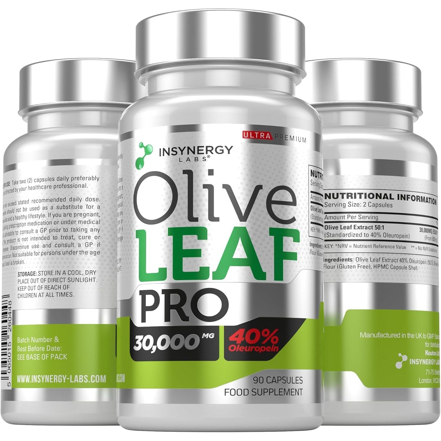 Olive Leaf Extract 30,000MG & 40% Oleuropein Wild Spanish Grown (Highest Dose on Amazon) Ultra-Premium Grade Olive Leaf Extract Capsules - Olive Leaf Supplement 90 Vegan Capsules