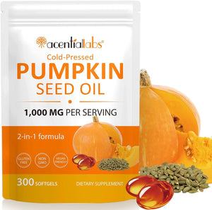 Pumpkin Seed Oil Capsules | Cold Pressed |300 Softgels Supports Hair, Pumpkin & Seed Oil 2 in 1 for Hair Growth | Non-Gmo-100 Day Supply