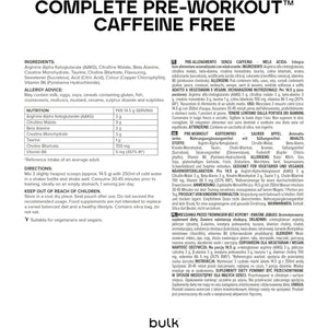 Bulk Pre Workout Caffeine Free, Sour Apple, 500 G