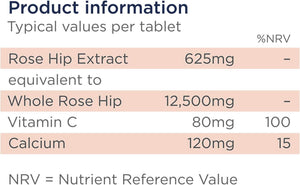 Healthspan Rose Hip 12,500Mg (90 Tablets) | Supports Joint & Immune Health | Helps Maintain Flexible Joints | Added Vitamin C & Calcium | Fatty Acids | Flavonoids | Vegan