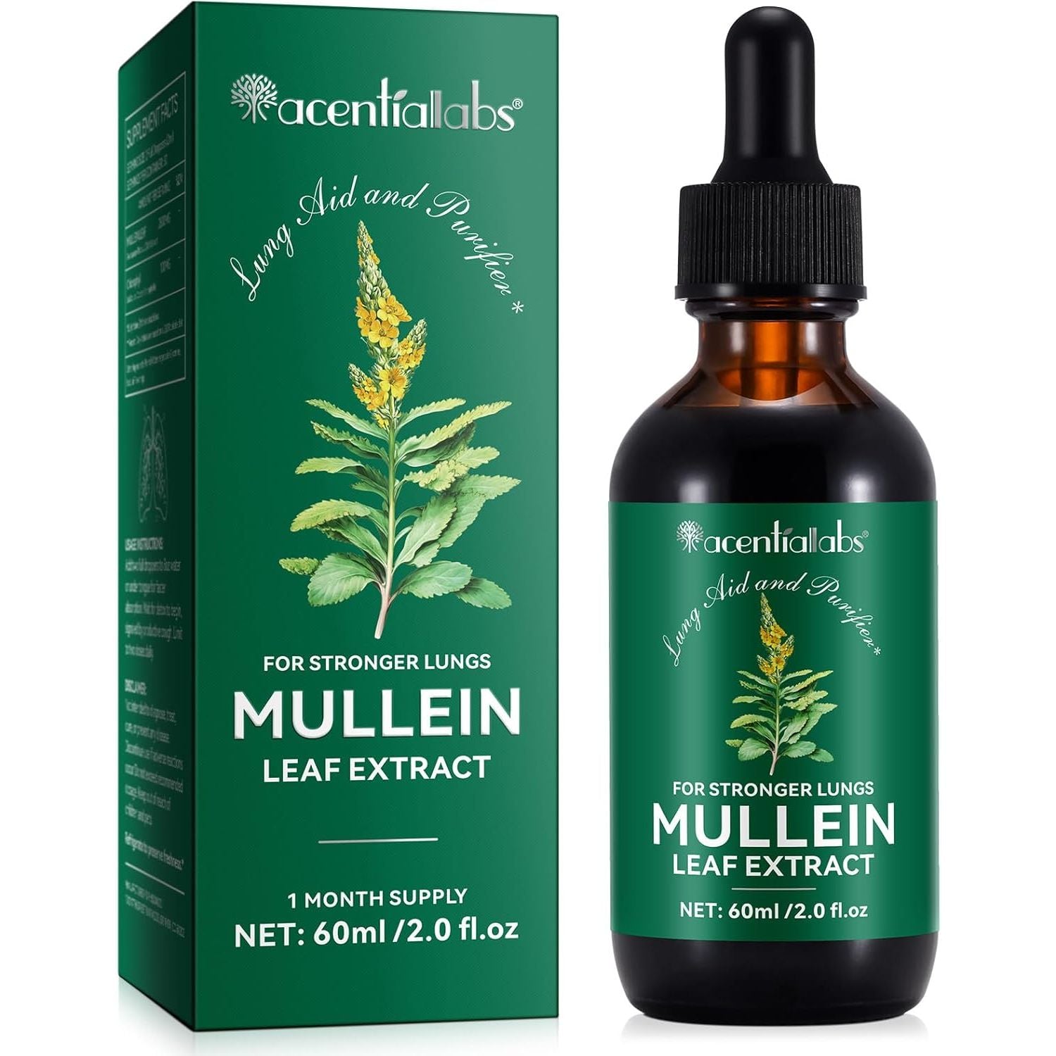 Mullein Drops for Lungs - Mullein Leaf Extract Supplement - Lung Cleanse Respiratory for Smokers - 2.02 Fl Oz