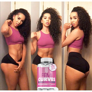 Femi Curves Bum & Breast Curves Enhancement Tablets for Women – 120 Tablets for Bigger Curves & Fuller Shape, Natural Ingredients - Bum Enhancement Supplement, Made in UK