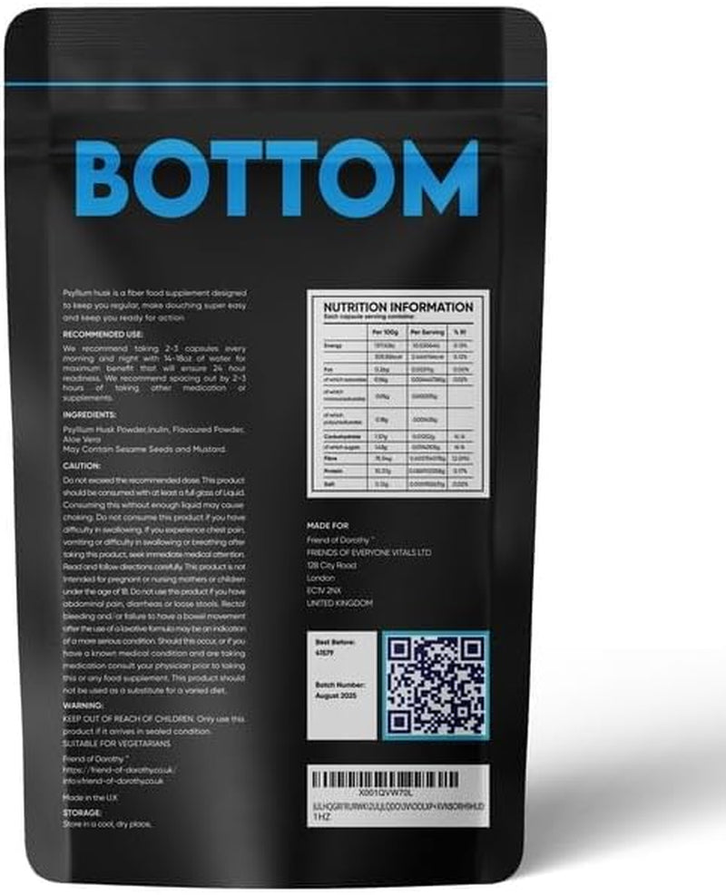 Friend of Dorothy - Bottom Fiber Supplement for Effortless Prep Time - Helps Promote Digestive Regularity - Psyllium Husk Based - for Men Who Bottom, 120 Capsules