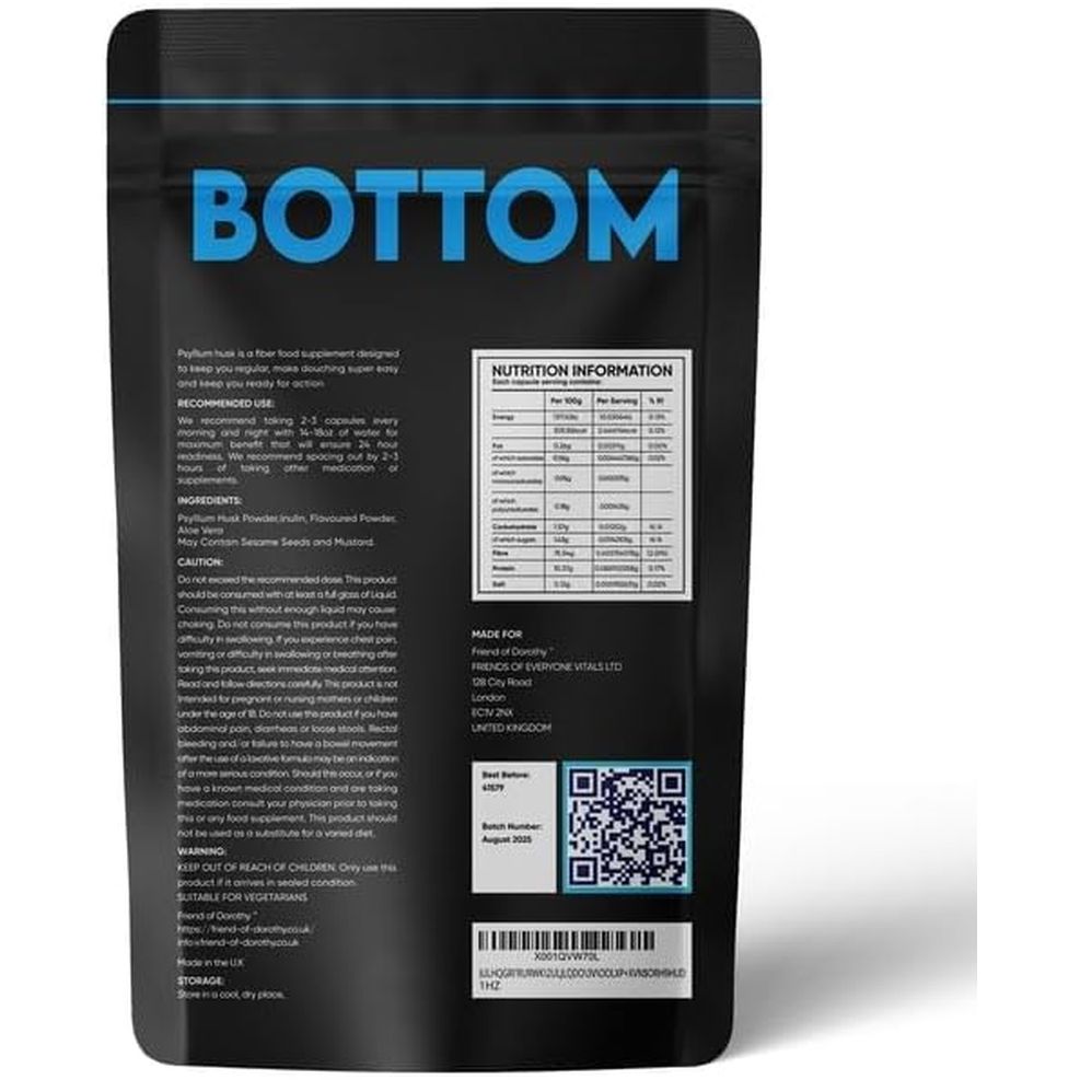 Friend of Dorothy - Bottom Fiber Supplement for Effortless Prep Time - Helps Promote Digestive Regularity - Psyllium Husk Based - for Men Who Bottom, 120 Capsules