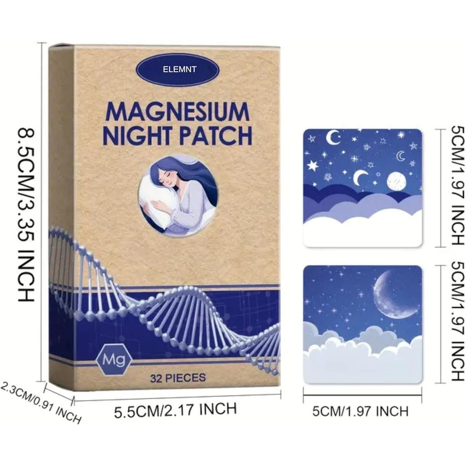 ELEMNT Sweet Dreams Magnesium Night Sleep Patch (Pack of 32) Sleep & Restlessness Aid with Magnesium Essence, Lavender Extract and Coconut Oil