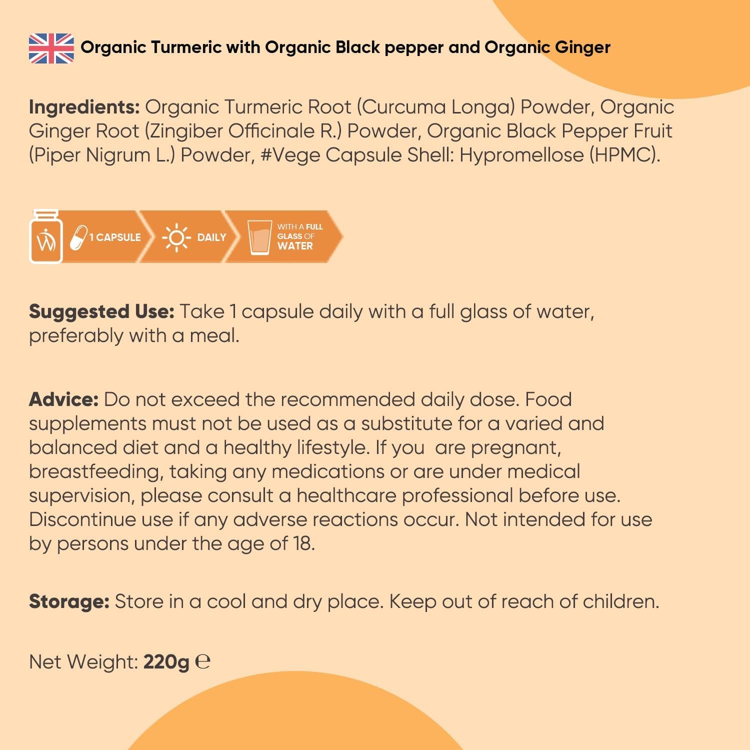 Turmeric and Black Pepper Capsules - 365 Capsules - with Organic Black Pepper - Turmeric Supplement for Both Men & Women - Easy to Swallow - Vegan & Gluten-Free - Made in EU