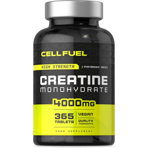Creatine Monohydrate Tablets 4000Mg | High Strength | 365 Vegan Pills | by CELLFUEL