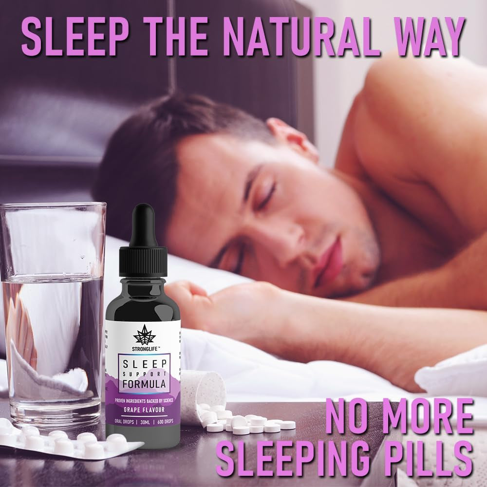 Stronglife Sleep Support Oil Drops - Promotes Restful Deep Sleep - Contains Valerian Root Magnesium L Theanine & Chamomile Extract - Natural Melatonin Alternative - 30Ml