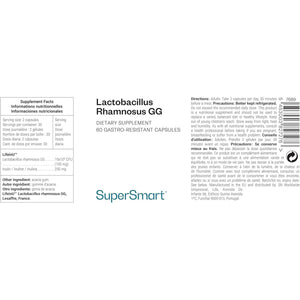 Lactobacillus Rhamnosus GG - Probiotic - Balances Microbiota and Gut Flora - Boosts the Immune System - Stimulates Lactobacillus Production - 60 Capsules - Vegan - Gluten-Free - Non-Gmo - Supersmart