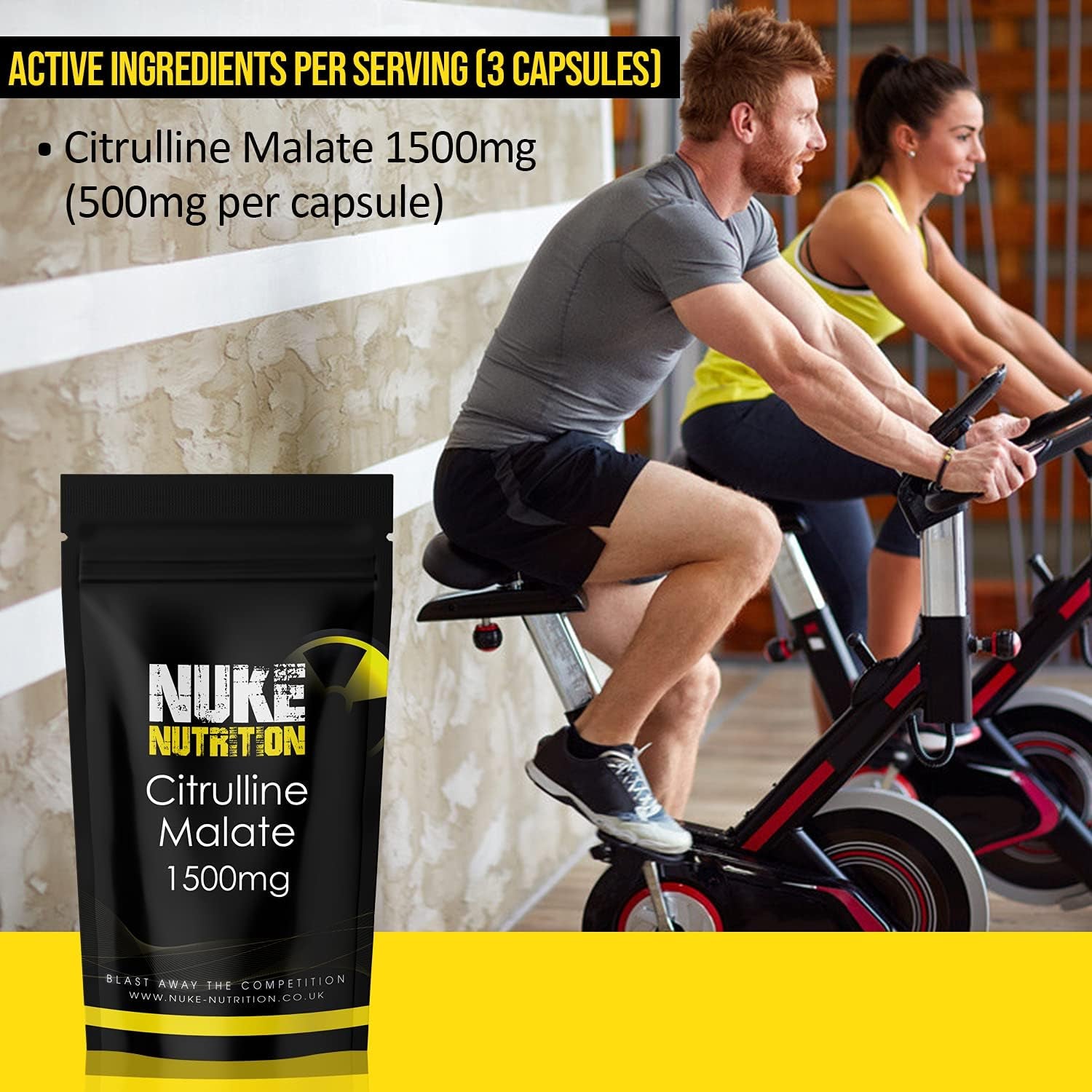 Nuke Nutrition L Citrulline Malate Capsules | 120 Capsules | High Strength 1500Mg Dose Supplement | Boost Circulation, Performance & Muscle Recovery | 100% Natural, Preservative & Filler Free | Vegan