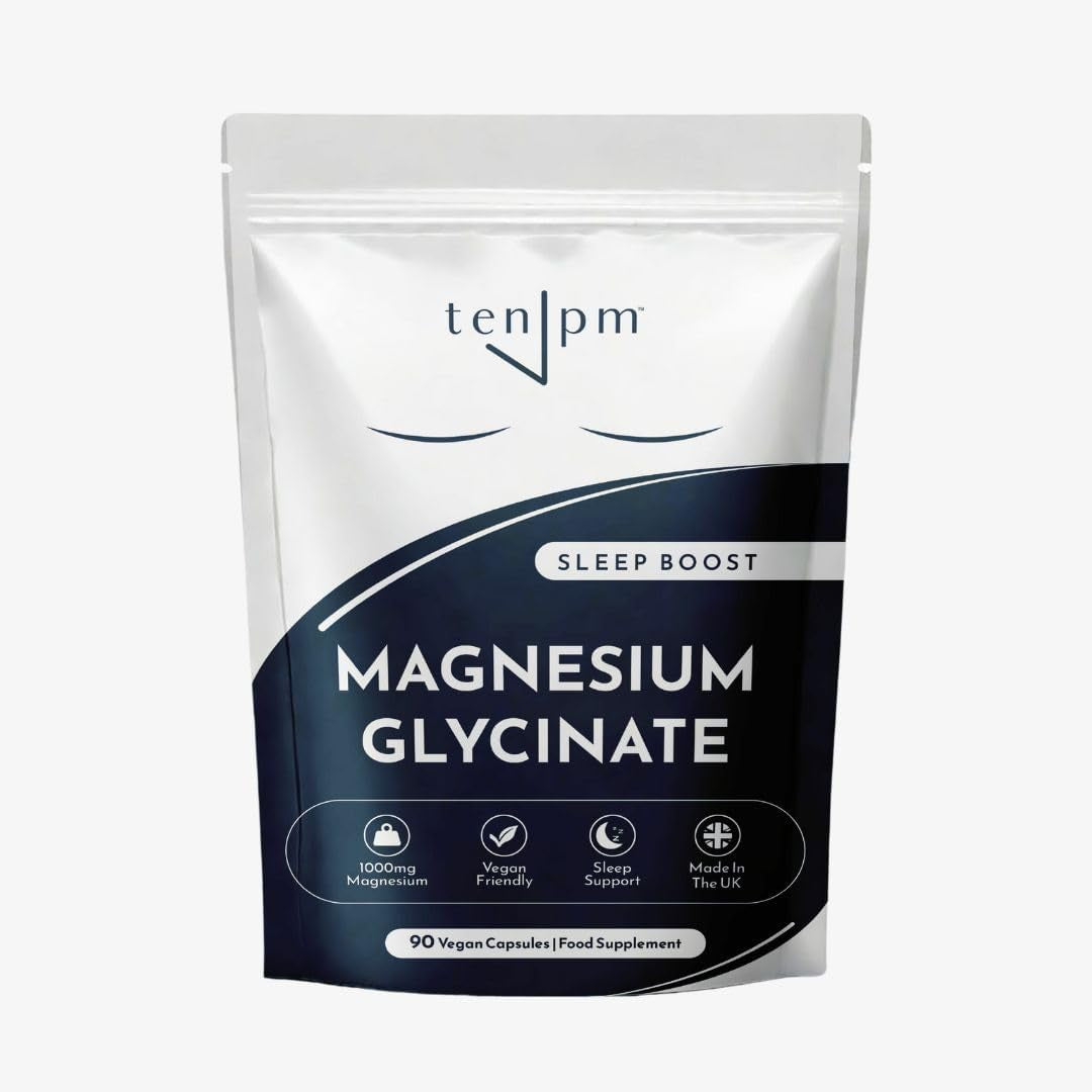 Magnesium Glycinate (Sleep Boost)- High Strength: 1000Mg (100Mg Elemental Magnesium) per Capsule. Vegan Capsule Gentle on the Stomach, Highly Absorbent, UK Made