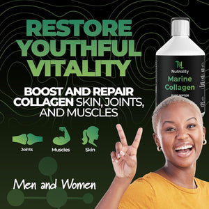 Nutrality High Strength 10,000Mg Marine Collagen for Skin, Hair, Nails and Joints | Hydrolysed Collagen Pure Peptides Drink Infused Hyaluronic Acid | Vitamin C, D and Biotin, Sugar Free Strawberry