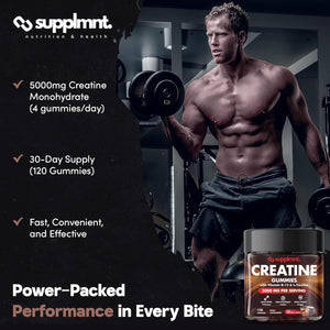 Creatine Gummies 5000Mg 120Ct Max Strength Muscle Growth/Recovery Supplements for Men & Women Creatine Monohydrate, B12 & L-Taurine Vegan Gym Pre Workout Chewable Gummies, 1 Month Supply (Cola)