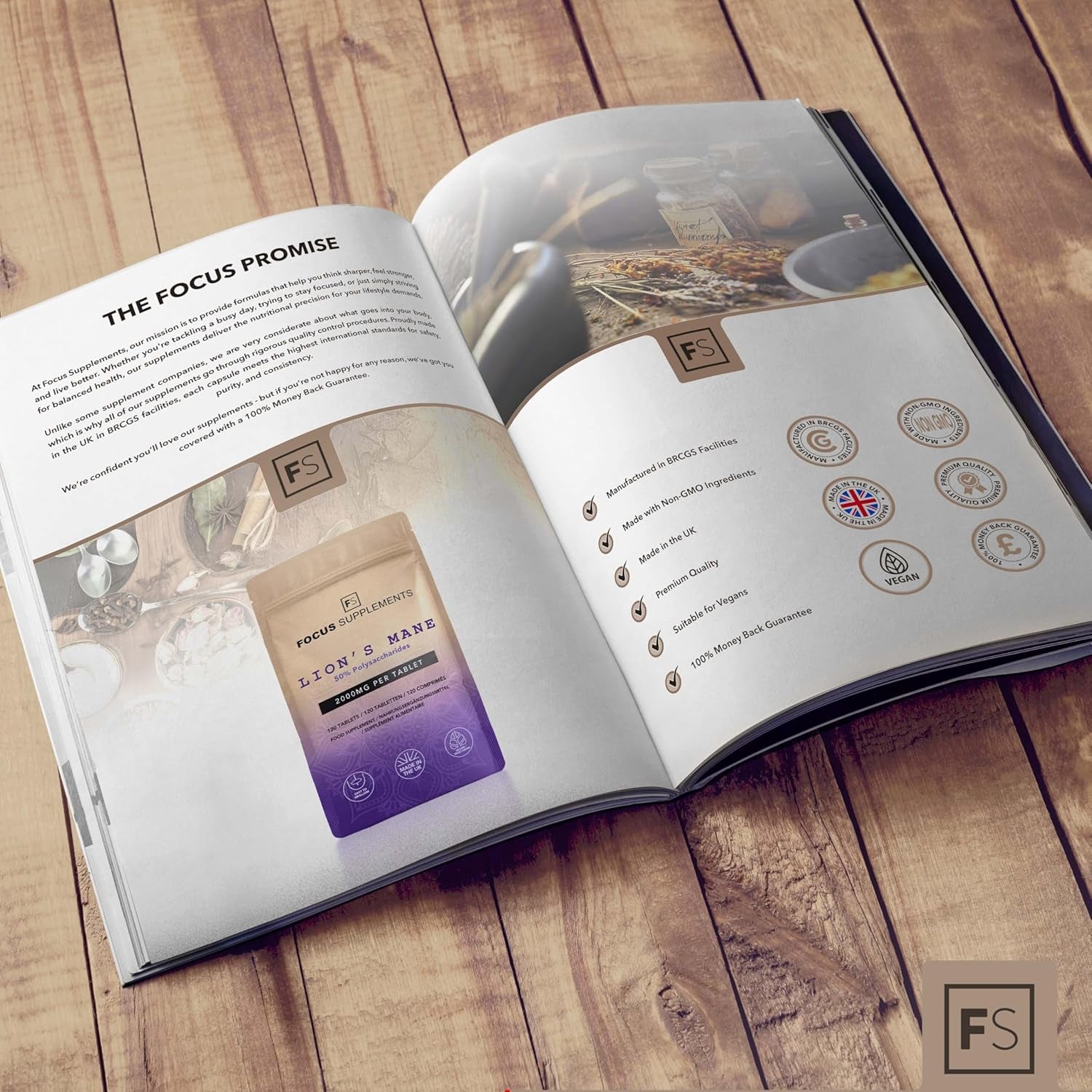 FS Lions Mane | 120 Lion'S Mane Tablets - 2000Mg Lionsmane per Serving | High Strength Lionsmane Mushroom Supplement | Non-Gmo, Gluten & Allergen Free | Made in the UK