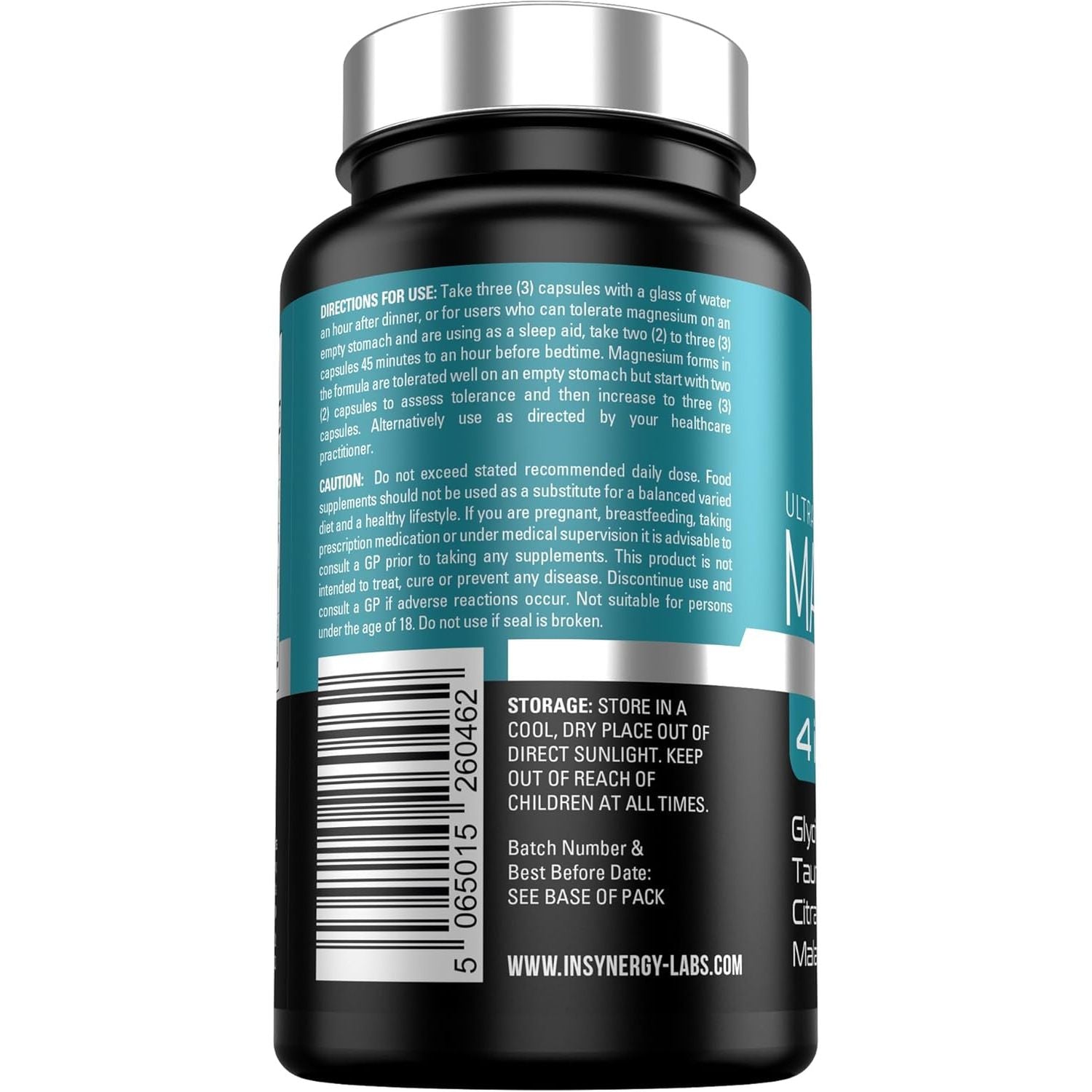 Ultra Premium Magnesium Complex (4 Forms) Magnesium Supplements – Glycinate (Bisglycinate), Citrate, Taurate, Malate 90 Vegan Capsules Magnesium Tablets